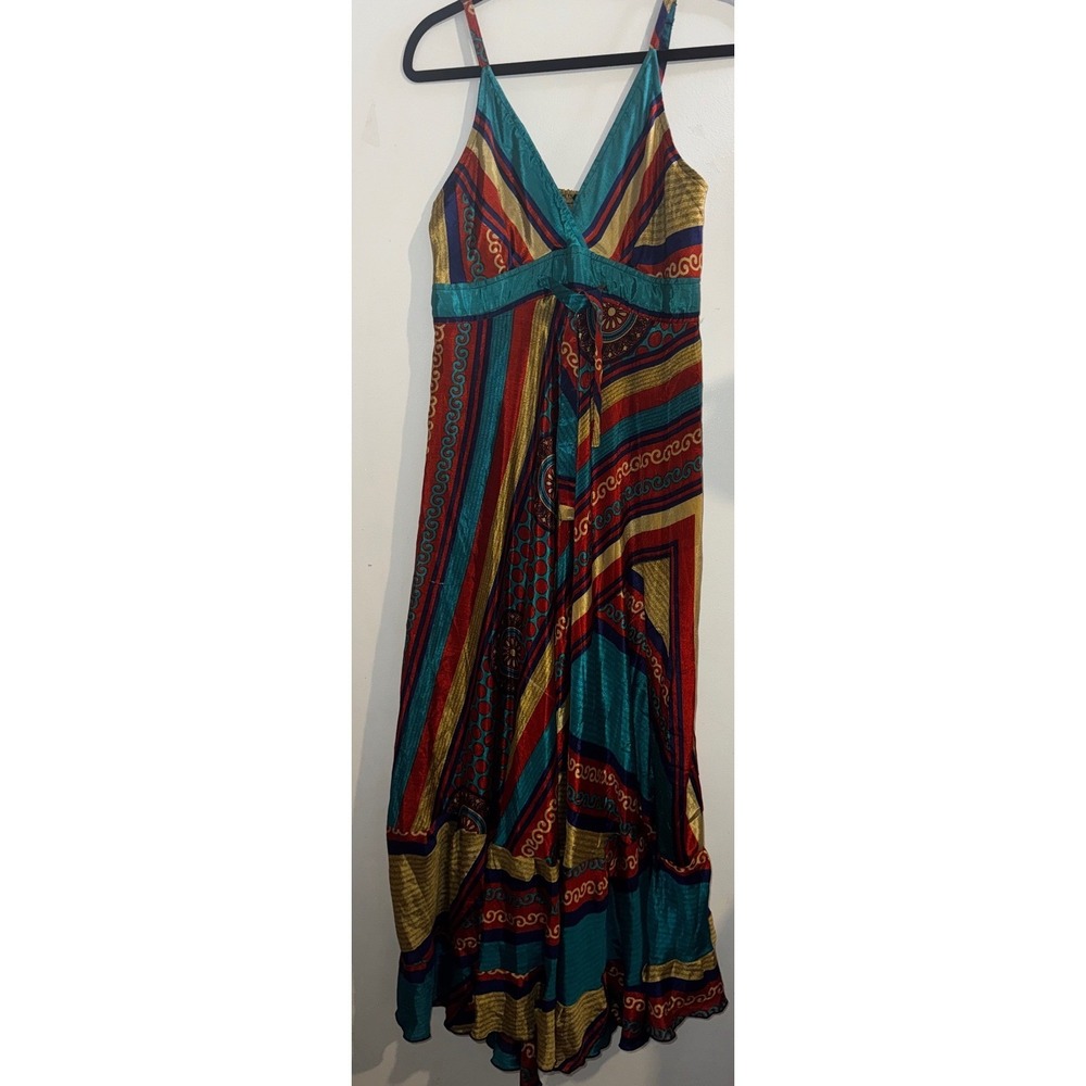 Passage to India Celina Boho Babydoll Maxi Dress Multi Color One Size NWT